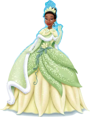 Princess Tiana Elegant Gown PNG Image