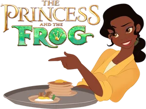 Princess Tiana Serving Food PNG Image