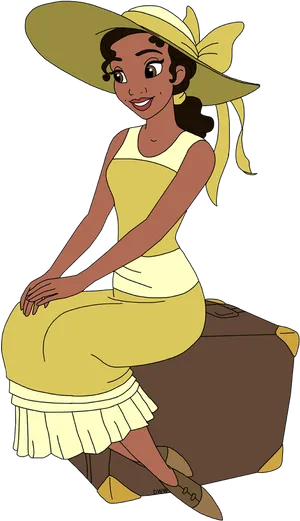 Princess Tiana Yellow Dress PNG Image