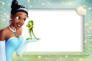 Princess Tianaand Frog Friend PNG Image