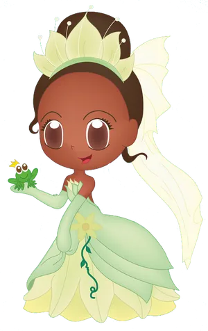 Princess Tianaand Frog Friend.png PNG Image