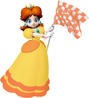 Princess With Checkered Flag PNG Image