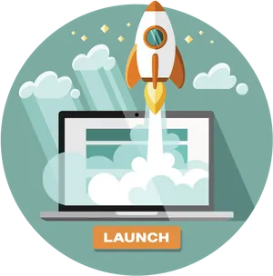 Product Launch Rocket Illustration PNG Image