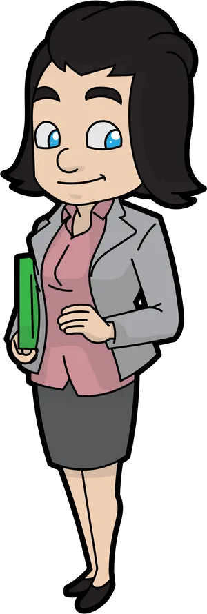 Professional Animated Businesswomanwith File PNG Image