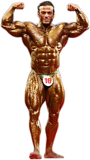 Professional Bodybuilder Front Double Biceps Pose PNG Image