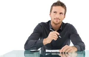 Professional Businessman At Desk PNG Image