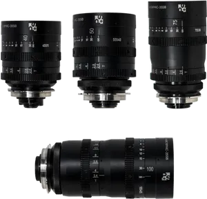 Professional Camera Lenses Collection PNG Image