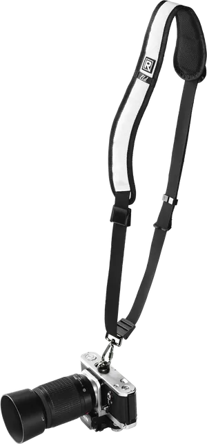 Professional Camera Strap Attachedto D S L R PNG Image