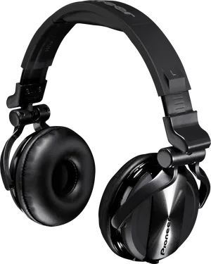 Professional D J Headphones Black PNG Image