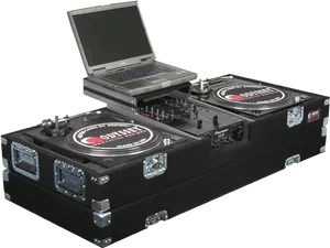 Professional D J Turntable Setup PNG Image