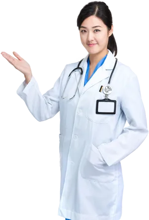 Professional Female Doctor Presenting PNG Image