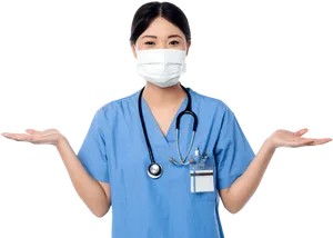 Professional Female Surgeon Gesturing PNG Image