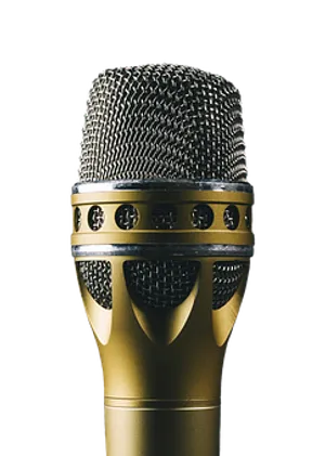 Professional Golden Microphone PNG Image