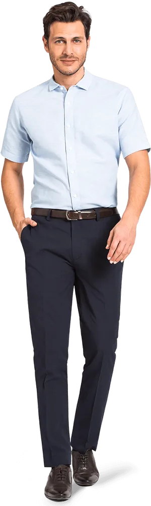 Professional Manin Blue Dress Shirt PNG Image