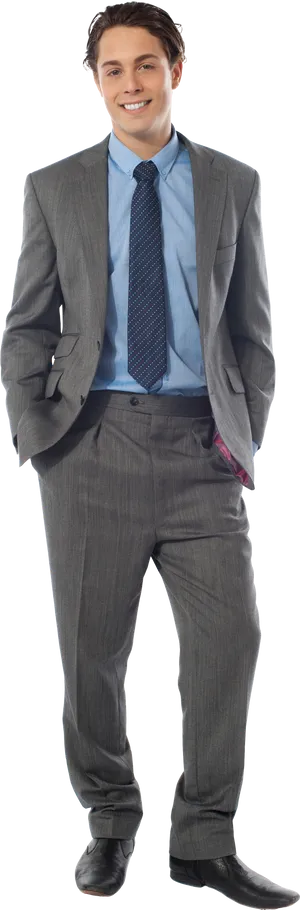 Professional Manin Grey Suit PNG Image