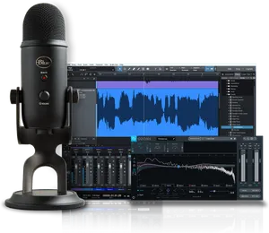 Professional Studio Microphoneand Software PNG Image