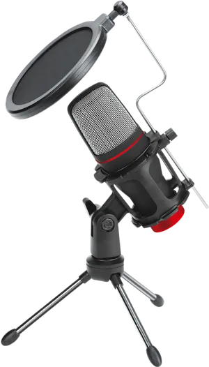 Professional Studio Microphonewith Pop Filter PNG Image