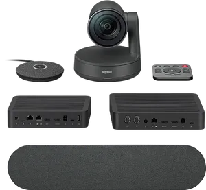 Professional Video Conferencing Equipment Setup PNG Image