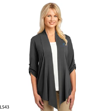 Professional Woman Cardigan Portrait PNG Image