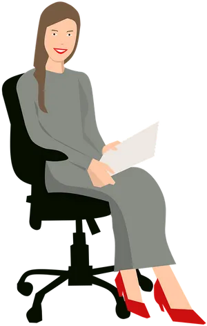 Professional Woman Sittingin Office Chair PNG Image