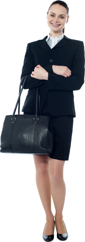 Professional Womanwith Black Handbag PNG Image