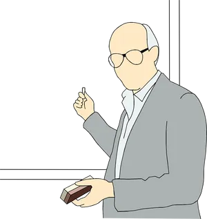 Professor_with_ Book_and_ Chalk PNG Image