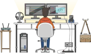 Programmer Workstation Setup PNG Image