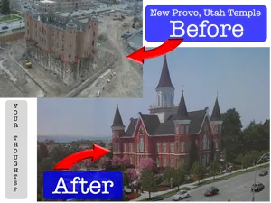 Provo Utah Temple Renovation Before After PNG Image