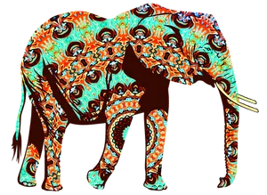 Psychedelic Elephant Artwork PNG Image