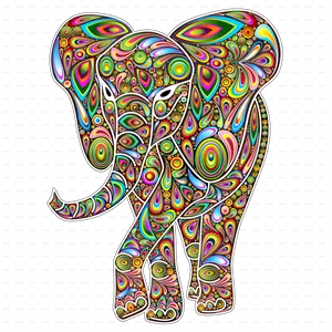 Psychedelic Elephant Artwork PNG Image