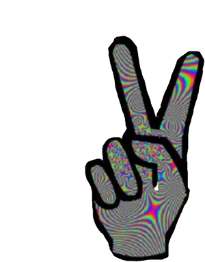 Psychedelic Peace Sign Hand PNG Image