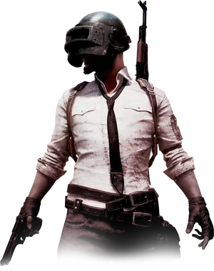 Pubg Characterwith Helmetand Gun PNG Image