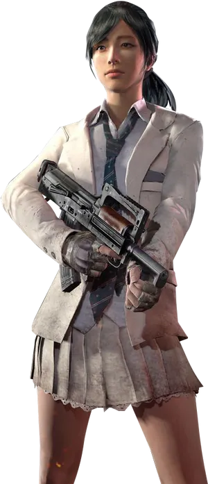 Pubg Female Character With Gun PNG Image