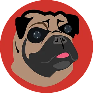 Pug Portrait Vector Illustration PNG Image