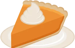 Pumpkin Pie Slice With Whipped Cream.png PNG Image