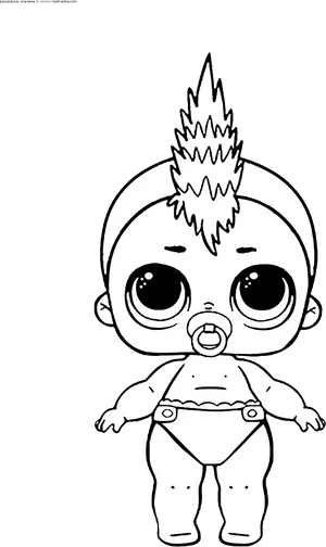 Punk Boi L O L Doll Coloring Page PNG Image