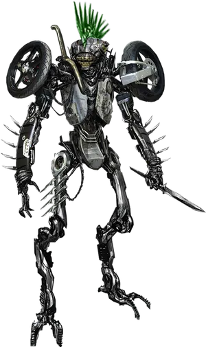 Punk Robot Motorcycle Transformer PNG Image