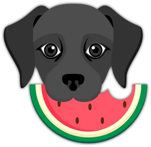 Puppy With Watermelon Emoji PNG Image