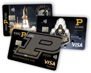 Purdue University Alumni Visa Cards PNG Image