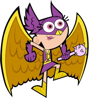 Purple Bird Superhero Cartoon Character PNG Image