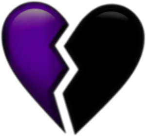 Purple Broken Heart Dark Background PNG Image