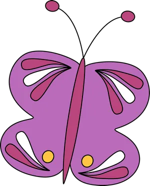 Purple Butterfly Cartoon Illustration PNG