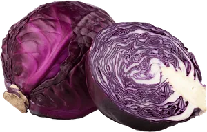 Purple Cabbage Wholeand Half Cut PNG Image