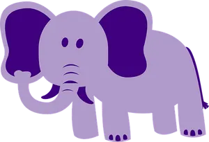 Purple Cartoon Elephant PNG Image