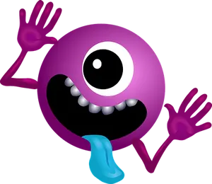 Purple Cartoon Monster Sticking Out Tongue PNG Image