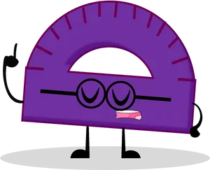 Purple Cartoon Protractor Character PNG Image