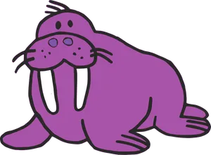 Purple Cartoon Walrus PNG Image