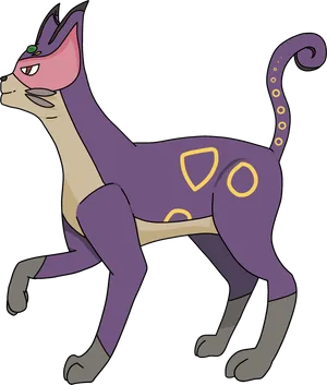 Purple Cat Creature Illustration PNG Image