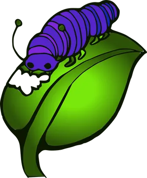 Purple Caterpillaron Leaf PNG Image