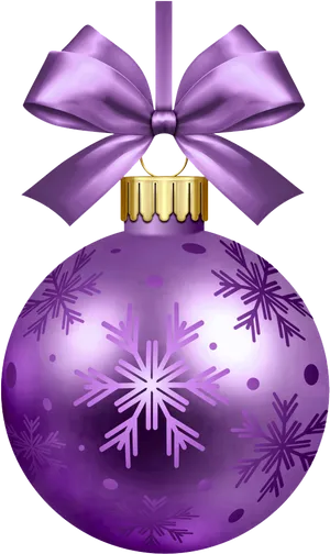 Purple Christmas Ornamentwith Snowflakesand Bow PNG Image